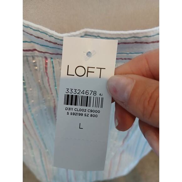 NWT Loft metallic thread tank top cotton Large - Picture 4 of 7